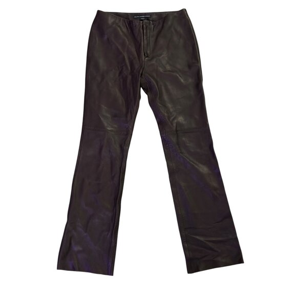 Ralph Lauren Sport Womens Genuine Leather Straight-Leg Pants Size 4 Brown Color - Picture 1 of 12